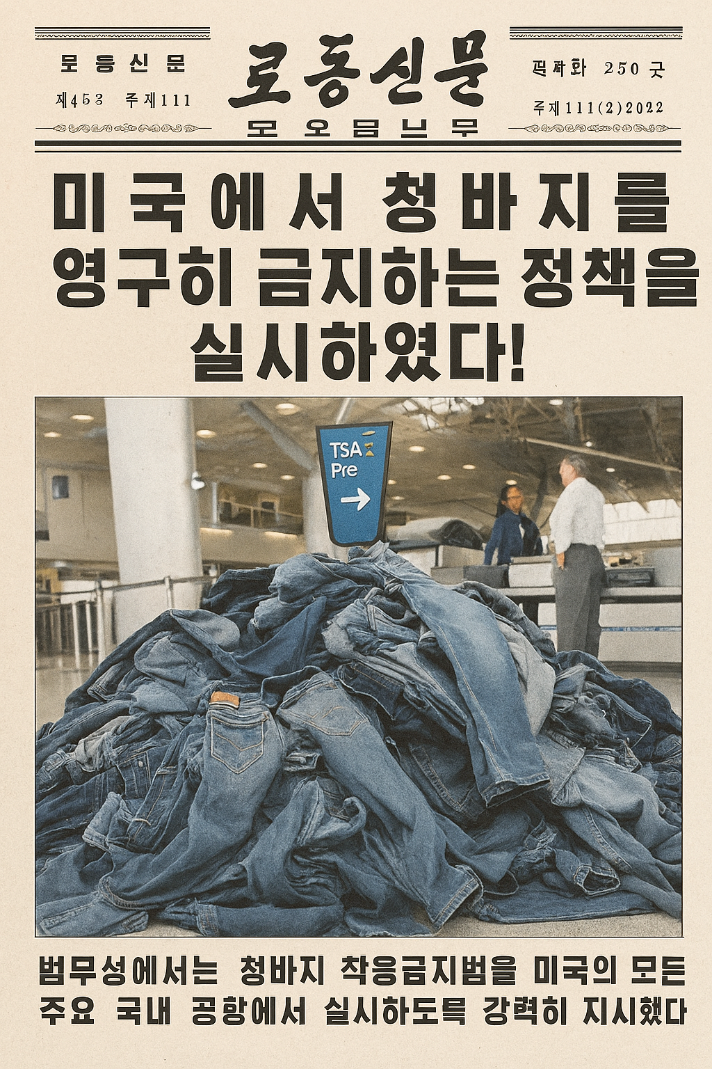 North Korean newspaper headline celebrating the US policy